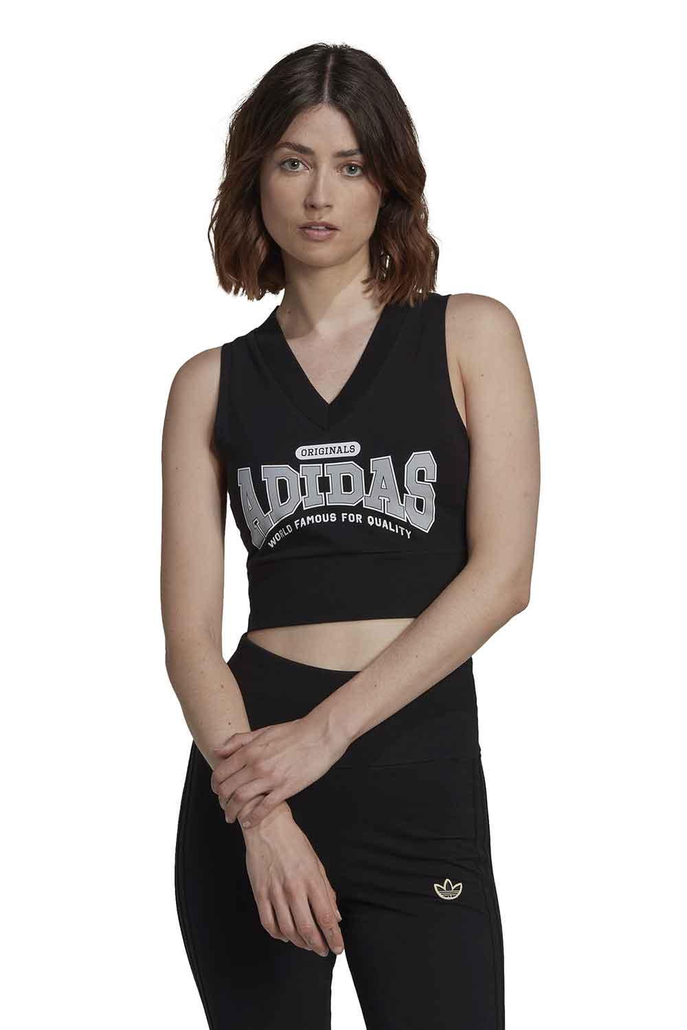 Adidas-Cropped Bodycon V-Spor Üstü-1-milagron.live