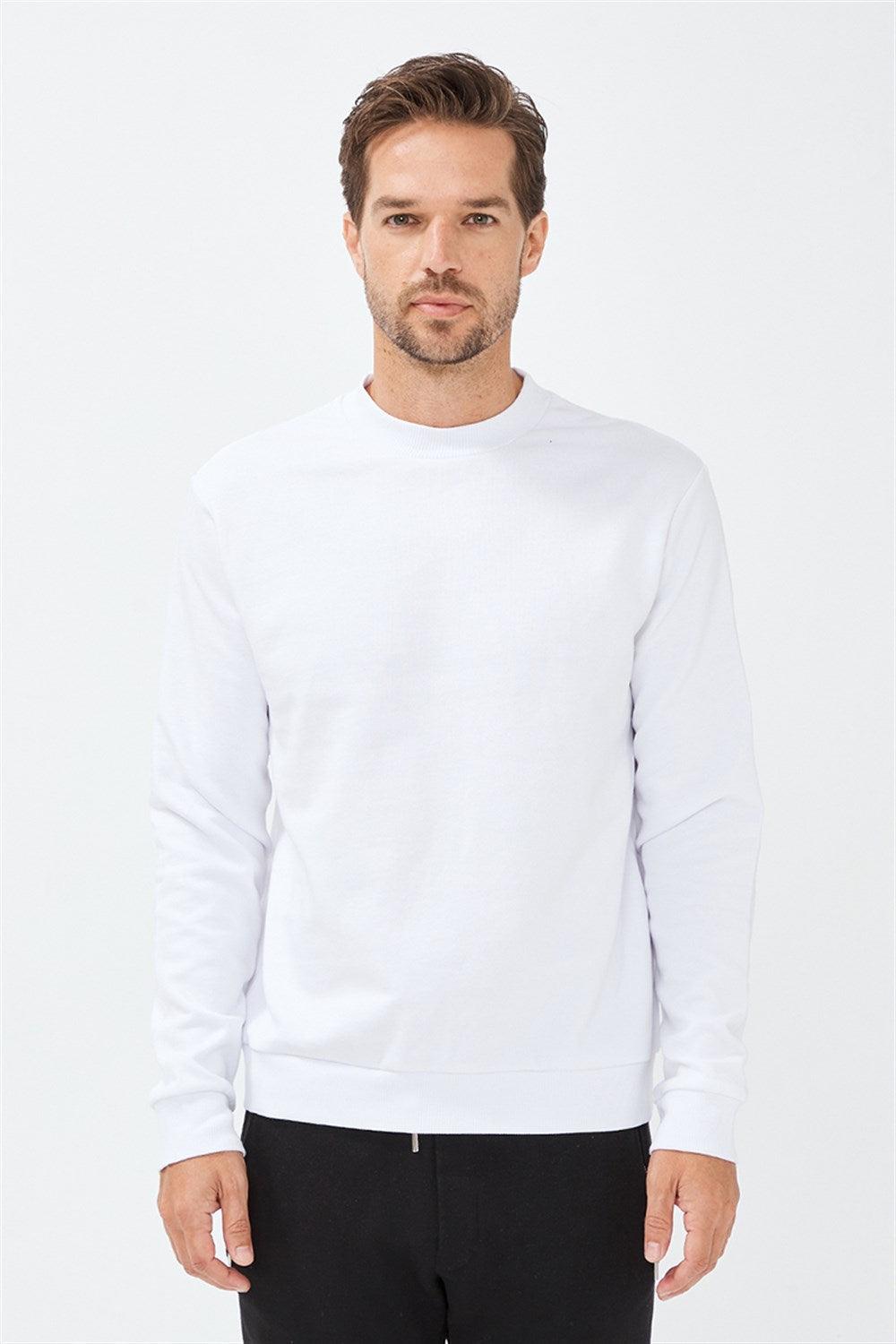 Allmur-Sycamore White Bisiklet Yaka Sweatshirt-Sweatshirts & Hoodies-1-milagron.live