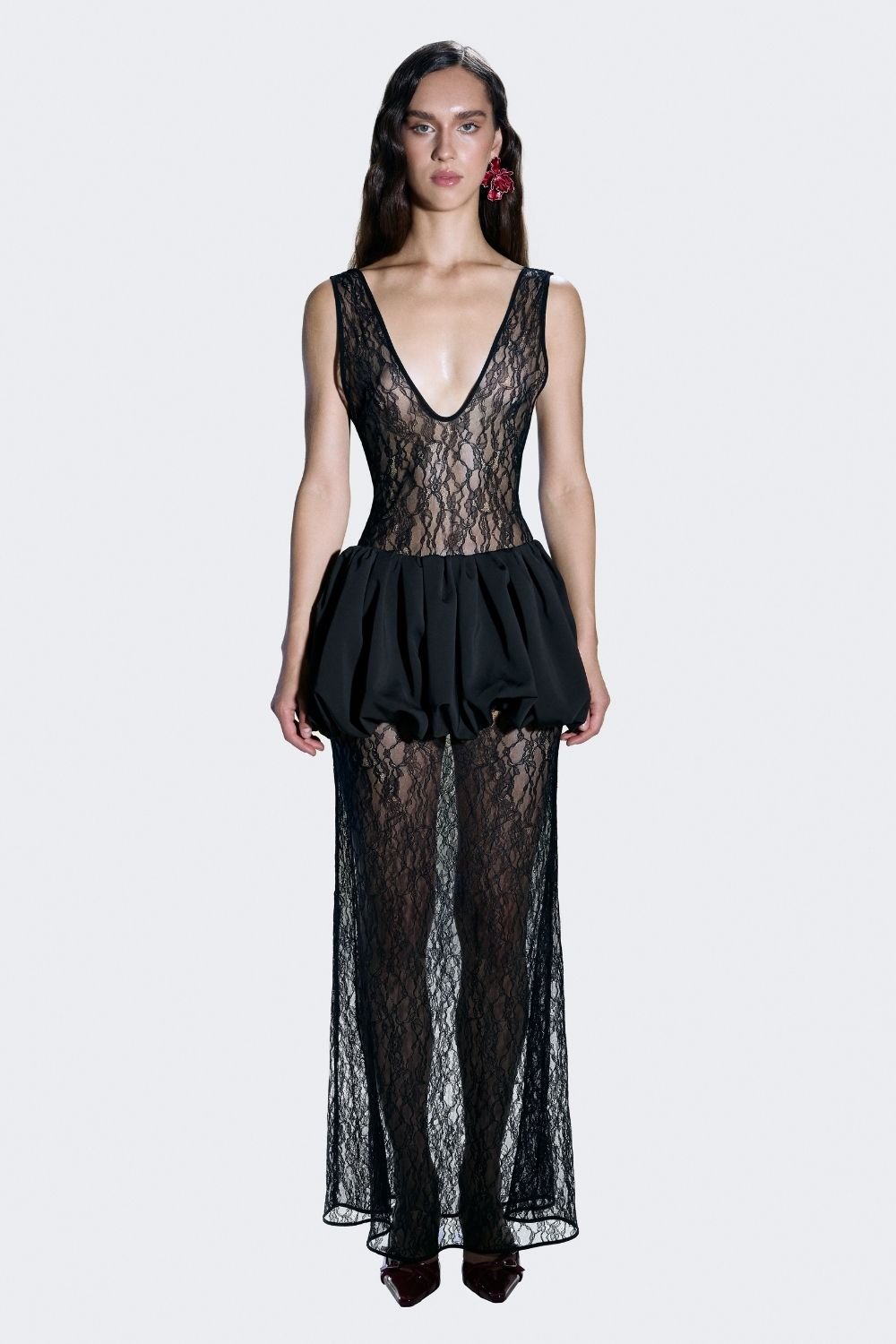 Alreves-Bruma Lace Balloon Skirt Maxi Dress-Elbise-2-milagron.live