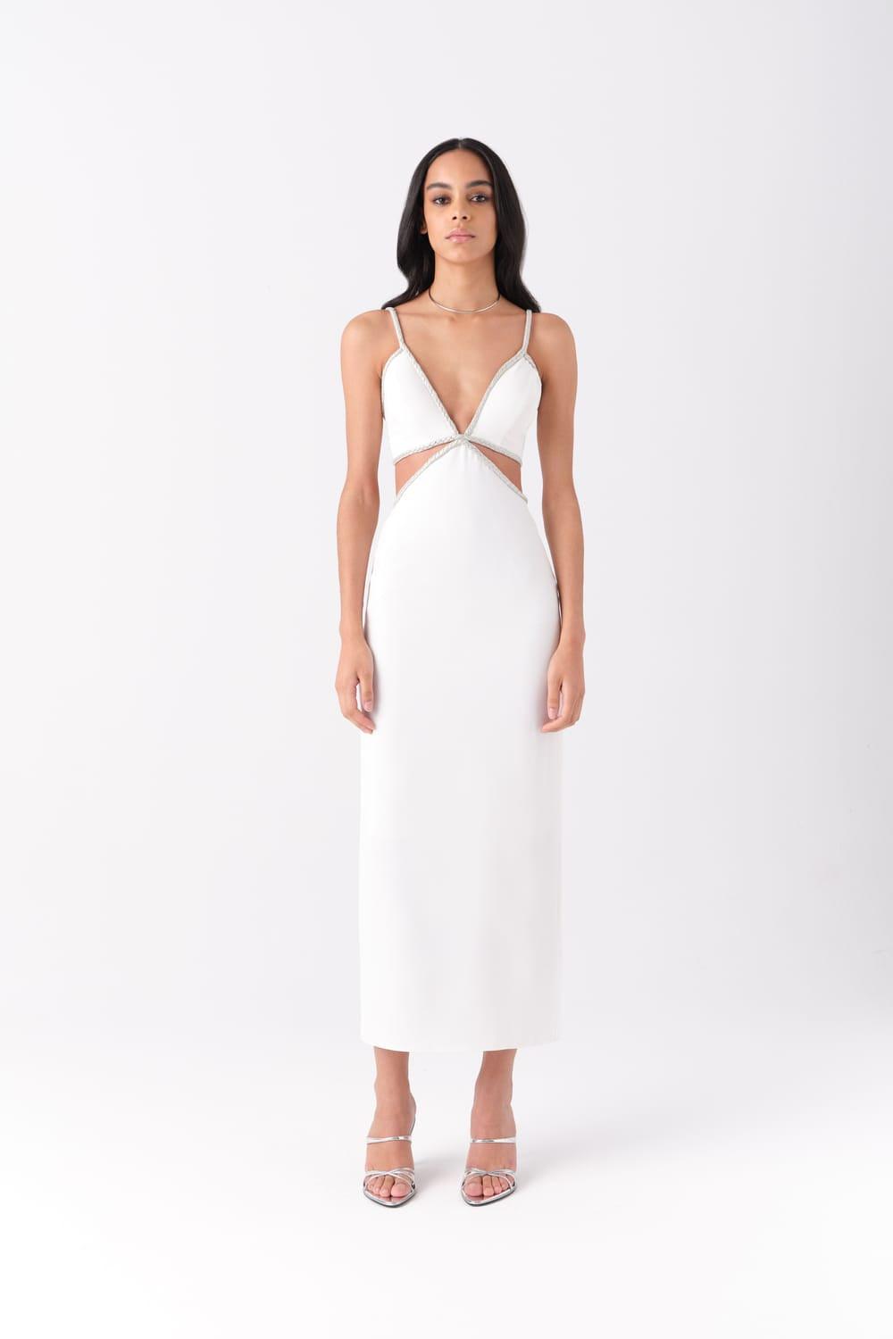 Alreves-Luna Midi Dress in White-Elbise-1-milagron.live