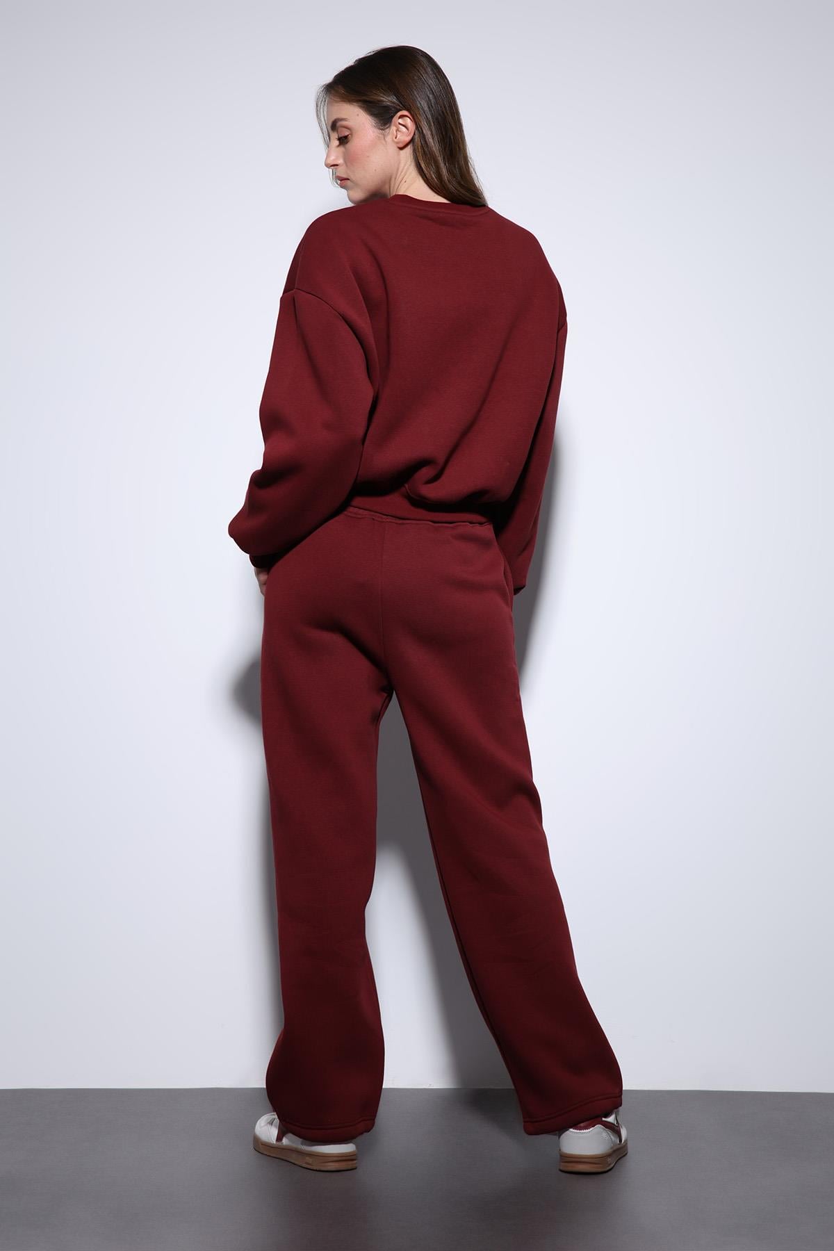 Antioch Bordo Basic Kadın Sweatshirt
