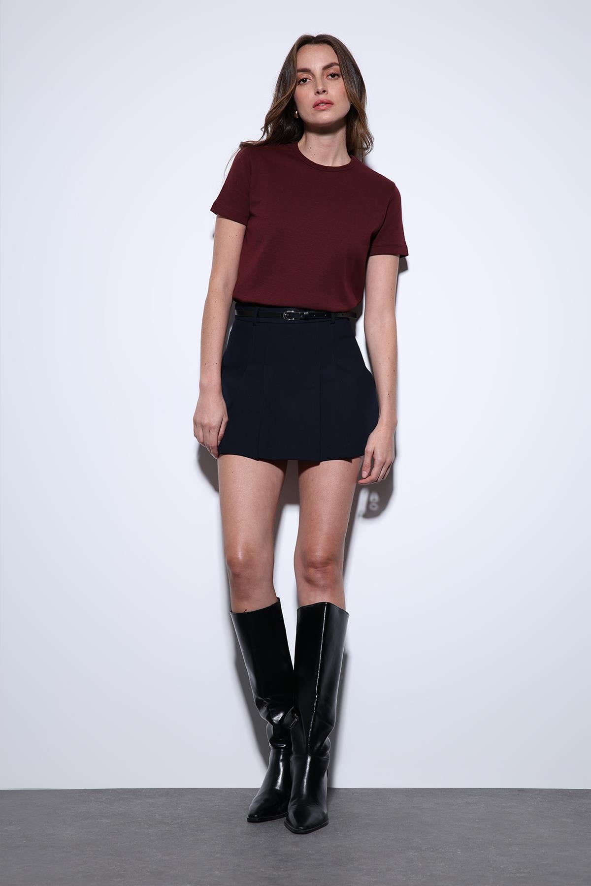 Antioch Bordo Basic Kadın T-Shirt