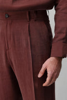 Antioch Bordo Lyocell Relaxed Fit Pileli Erkek Pantolon