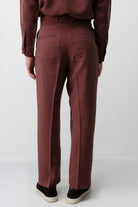Antioch Bordo Lyocell Relaxed Fit Pileli Erkek Pantolon