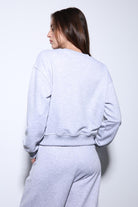 Antioch-Antioch Gri Melanj Basic Kadın Sweatshirt-Sweatshirt-3-milagron.live