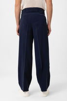 Antioch-Lacivert Modal Kumaş Relax Fit Kemerli Erkek Pantolon-Kumaş Pantolon-5-milagron.live