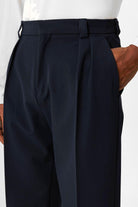Antioch-Lacivert Yüksek Bel Pileli Relaxed Fit Baggy Erkek Pantolon-Pantolon-3-milagron.live