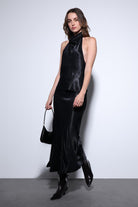 Antioch-Antioch Siyah Saten Halter Kadın Top-Top-1-milagron.live
