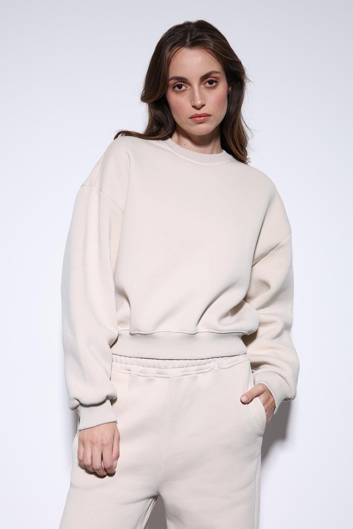 Antioch-Taş Basic Kadın Sweatshirt-Sweatshirt-3-milagron.live