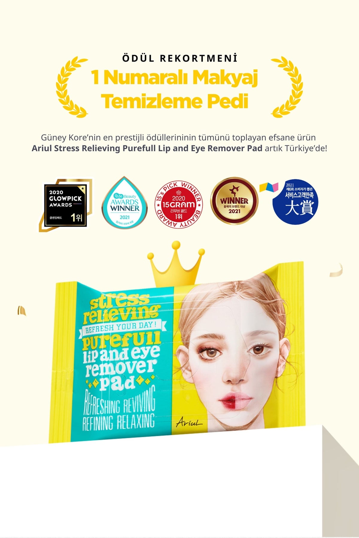 Ariul Stress Relieving Purefull Lip And Eye Remover Pad 30 Pads - Cildi Kurutmayan Dudak Ve Göz Makyaj Arındırıcı Pamuk Ped