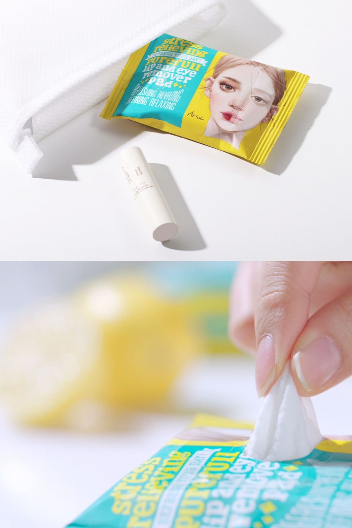 Ariul Stress Relieving Purefull Lip And Eye Remover Pad 30 Pads - Cildi Kurutmayan Dudak Ve Göz Makyaj Arındırıcı Pamuk Ped