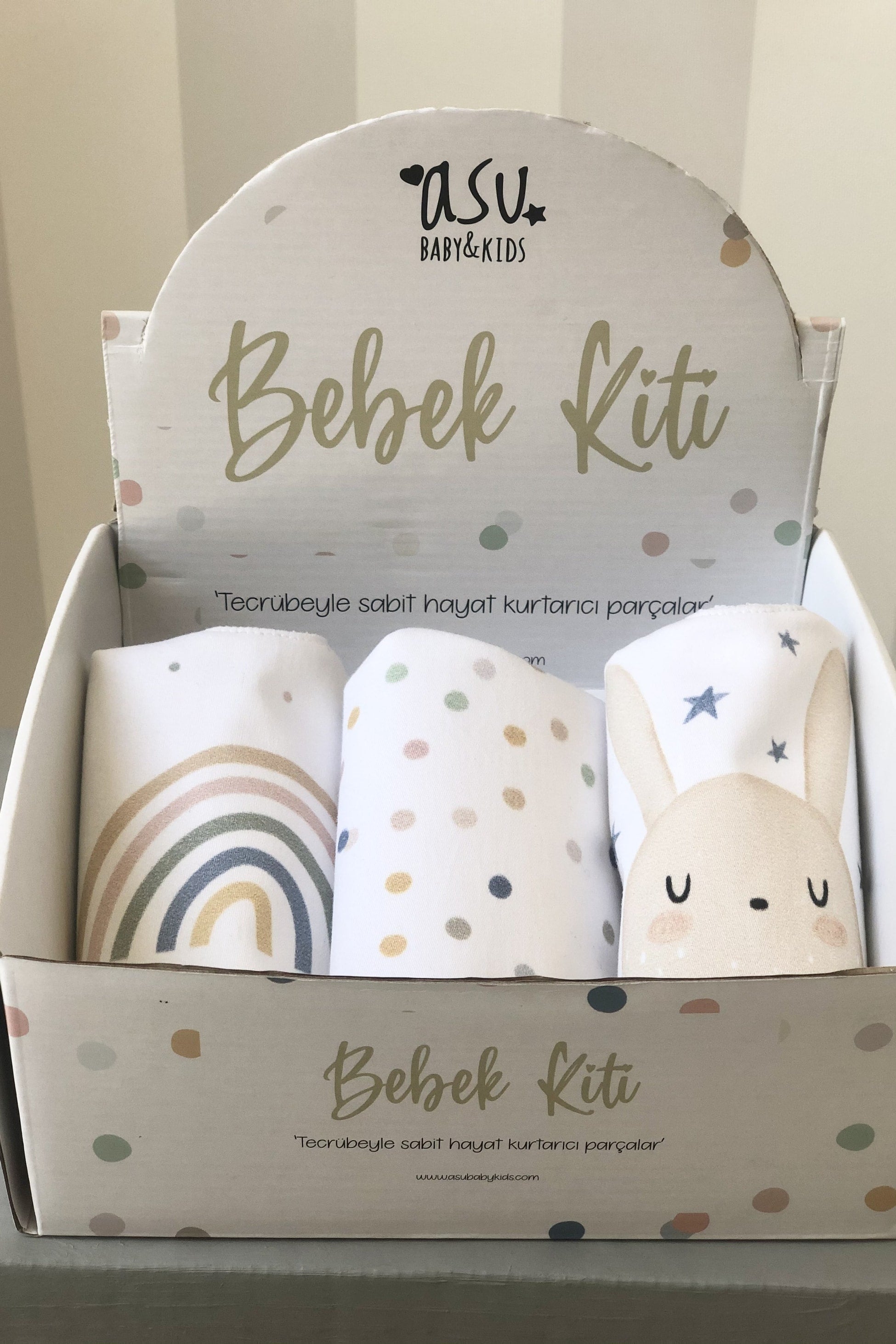 Asu Baby&Kids Pastel Mix&Match 3'Lü Organik Pamuk Önlük Rainbow-Dot-Sleepy