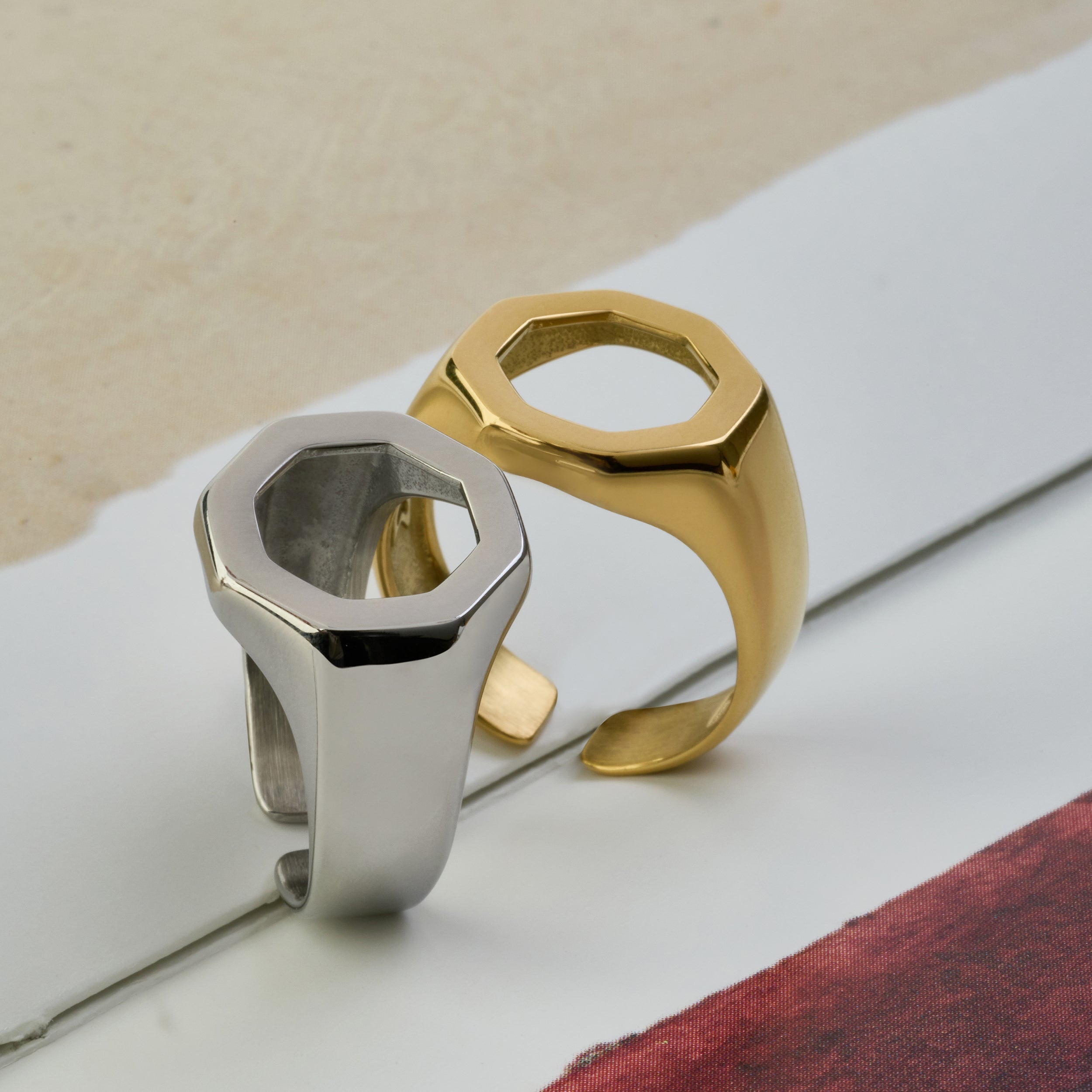 Empty Octagon Ring In Silver