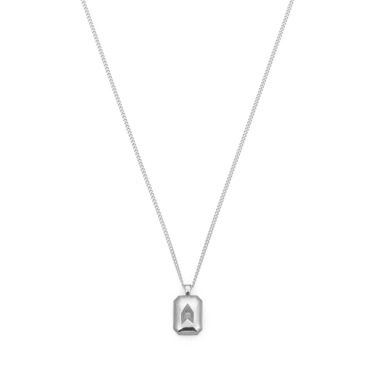 White Baguette Necklace In Silver