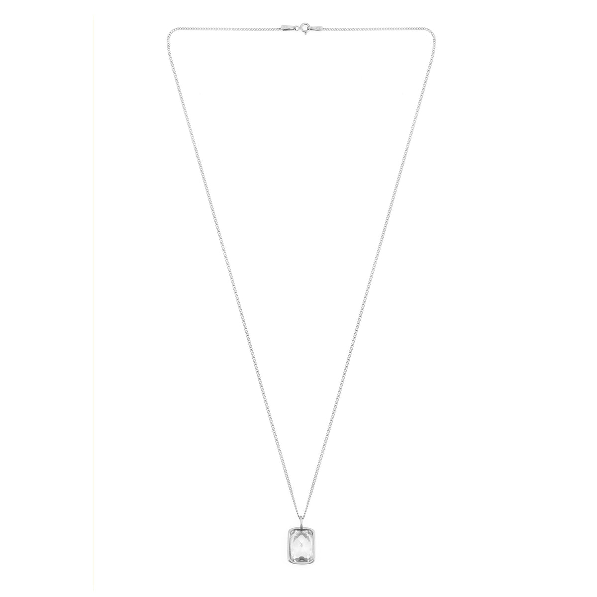 White Stone Necklace In Silver