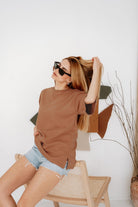 Babybek-Premium Kadın Oversize Kahverengi T Shirt-T-Shirts-1-milagron.live
