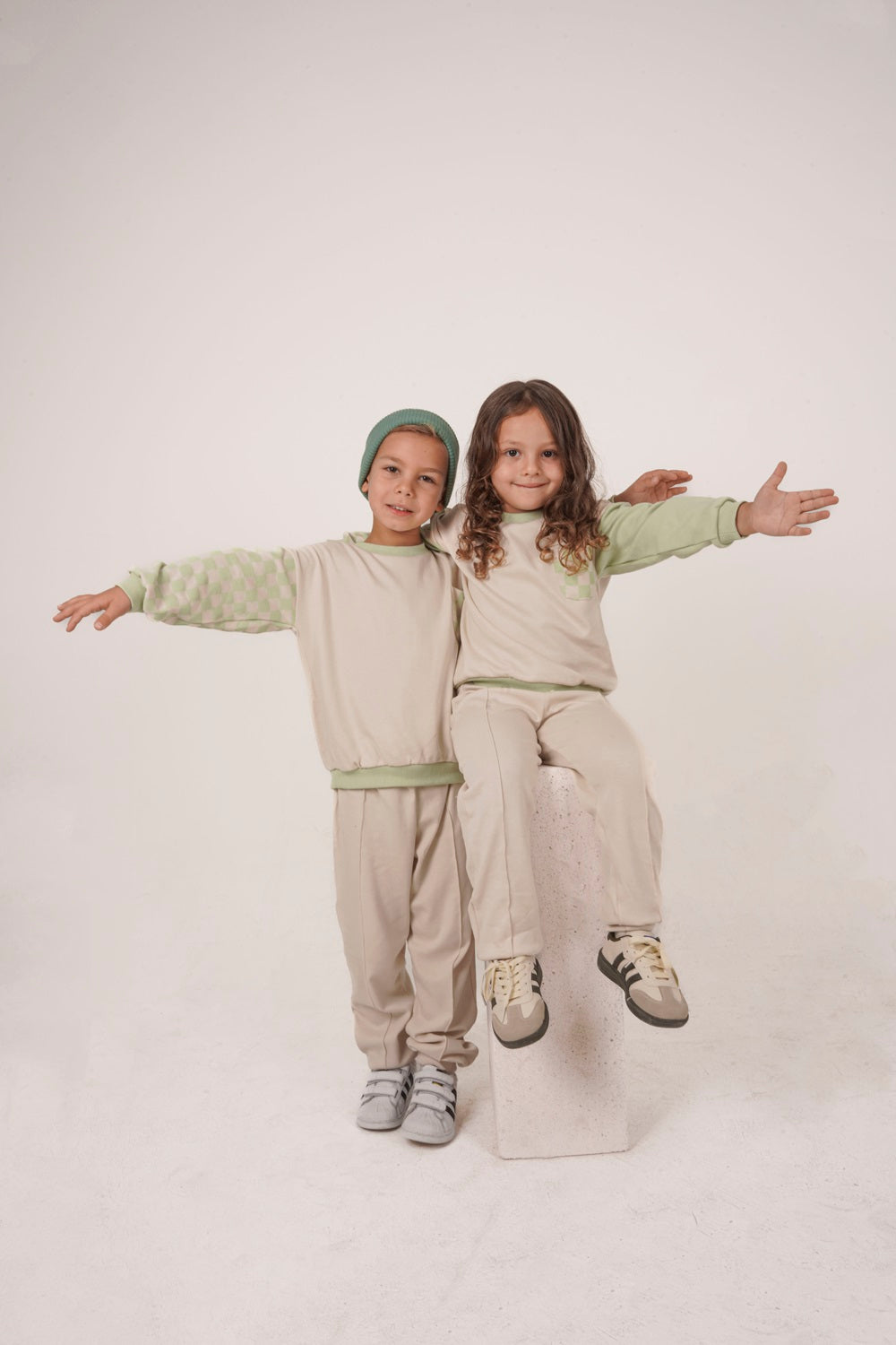 Babybek-Premium Unisex Eşofman Takımı Mint Dama-Alt - Üst Takım-5-milagron.live