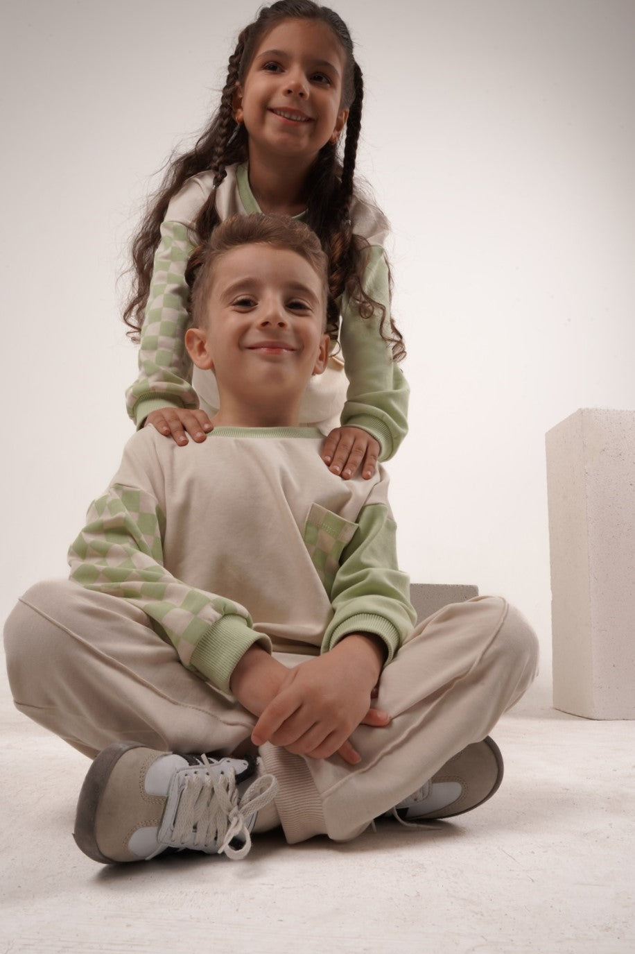 Babybek-Premium Unisex Eşofman Takımı Mint Dama-Alt - Üst Takım-7-milagron.live