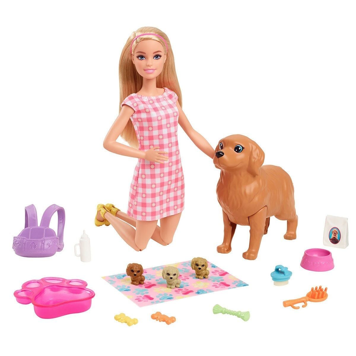 Hck75 Barbie Ve Yeni Doğan Köpekler Oyun Seti, Barbie Ve Hayvanları