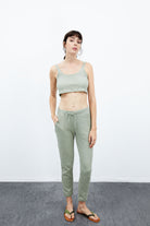 Lily Waffle Tank Top - Su Yeşili
