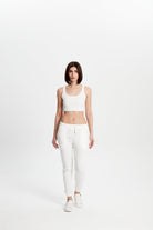 Waffle Crop Top - Beyaz