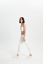 Waffle Crop Top - Beyaz