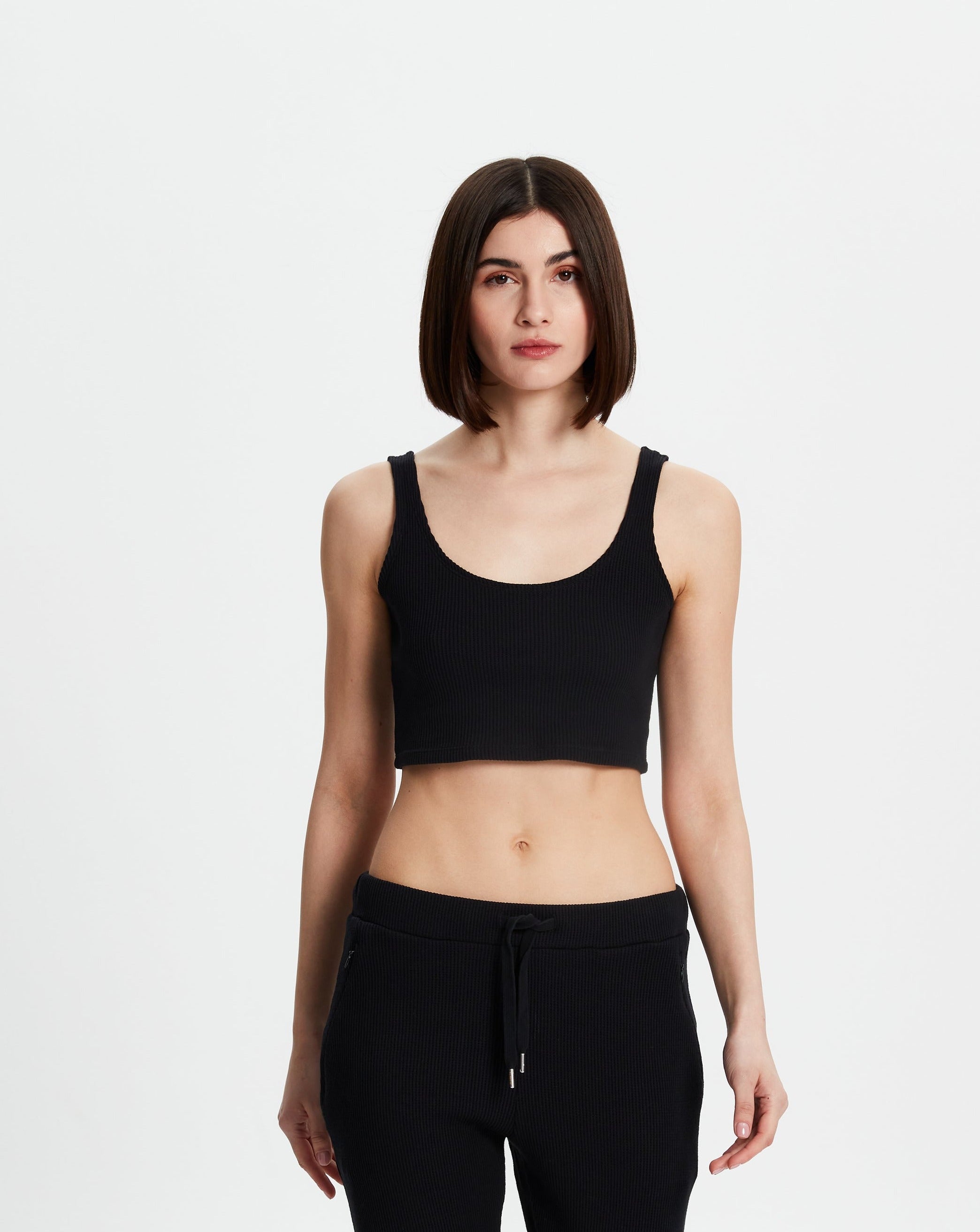 Waffle Tank Top - Siyah