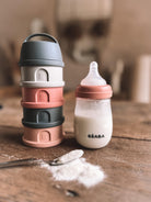 4 Katmanlı Süt Tozu Kutusu Ve Atıştırmalık Kabı (Mineral Grey/ Pink)