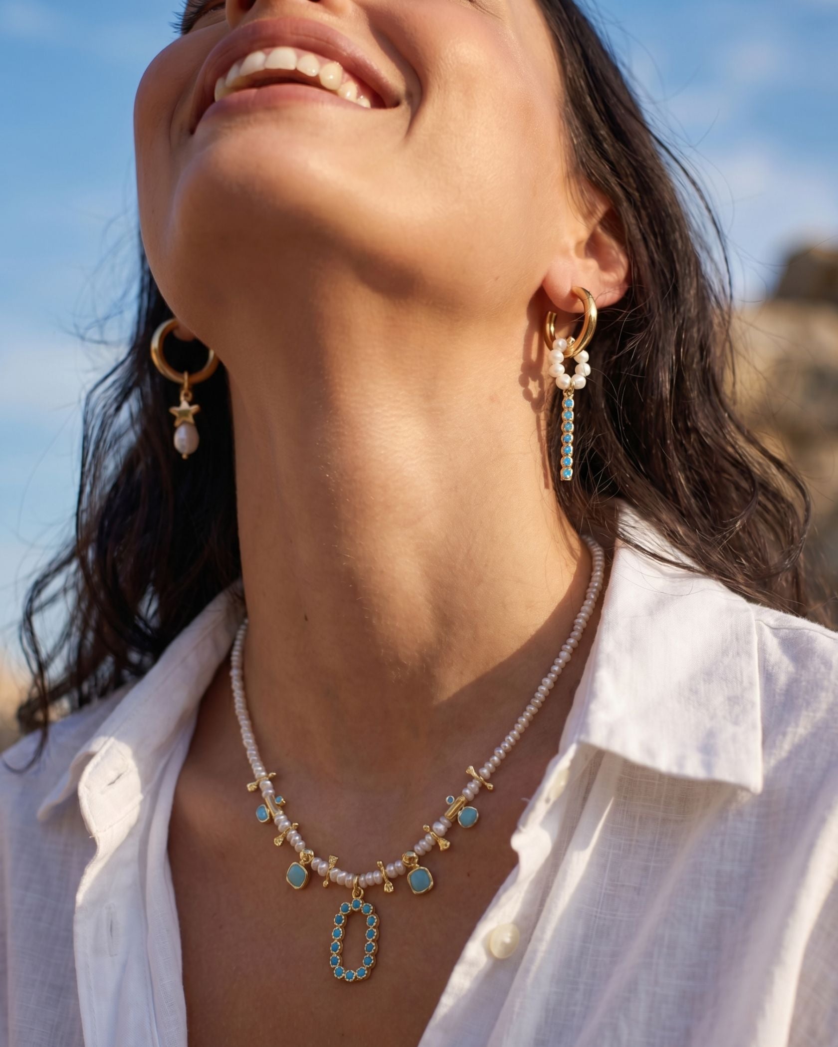 Azure Pearl Earrings