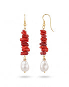 Capri Red Natural Stone Pearl Earrings