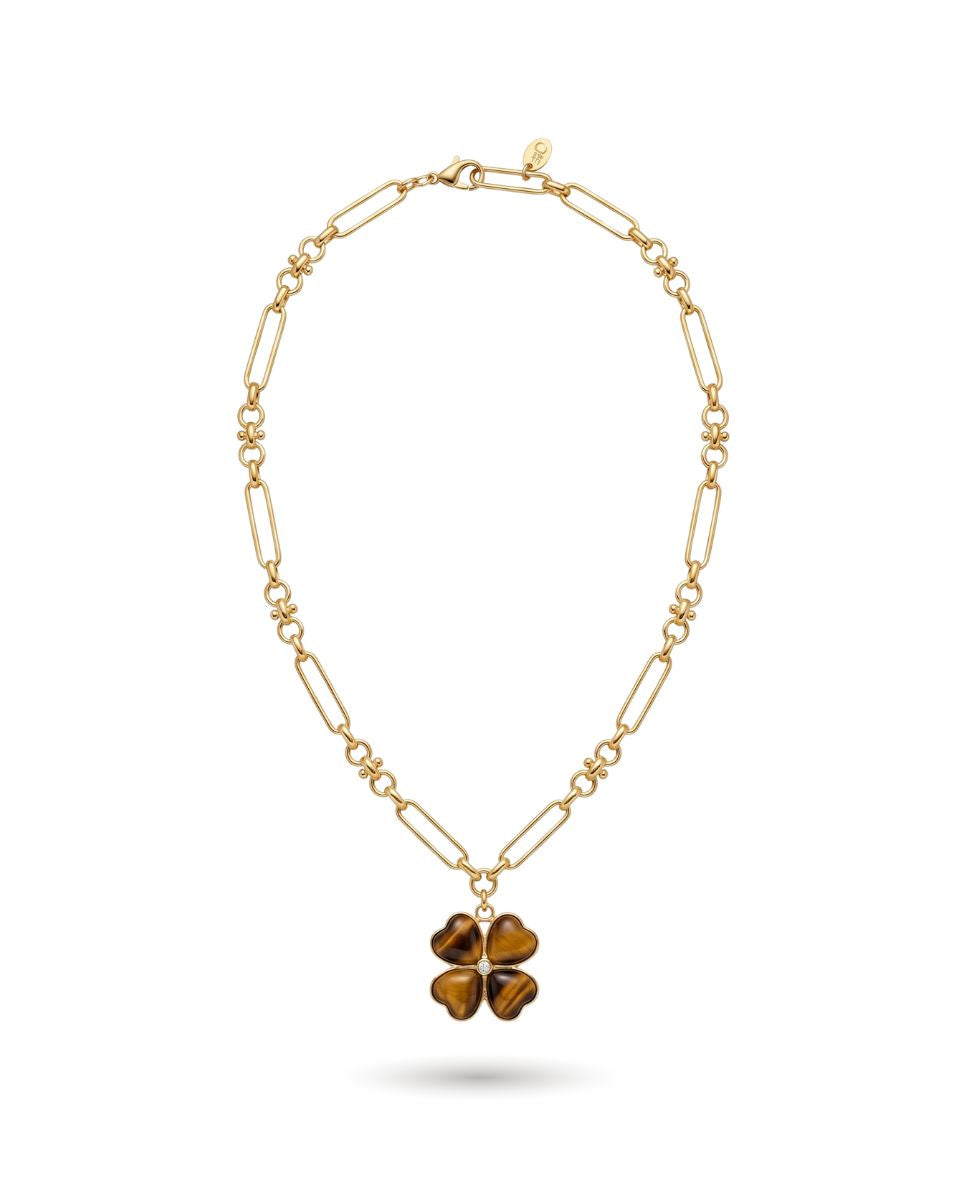 Garden Clover Tiger Eye Necklace