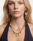 Golden Nomad Multicolor Charm Necklace
