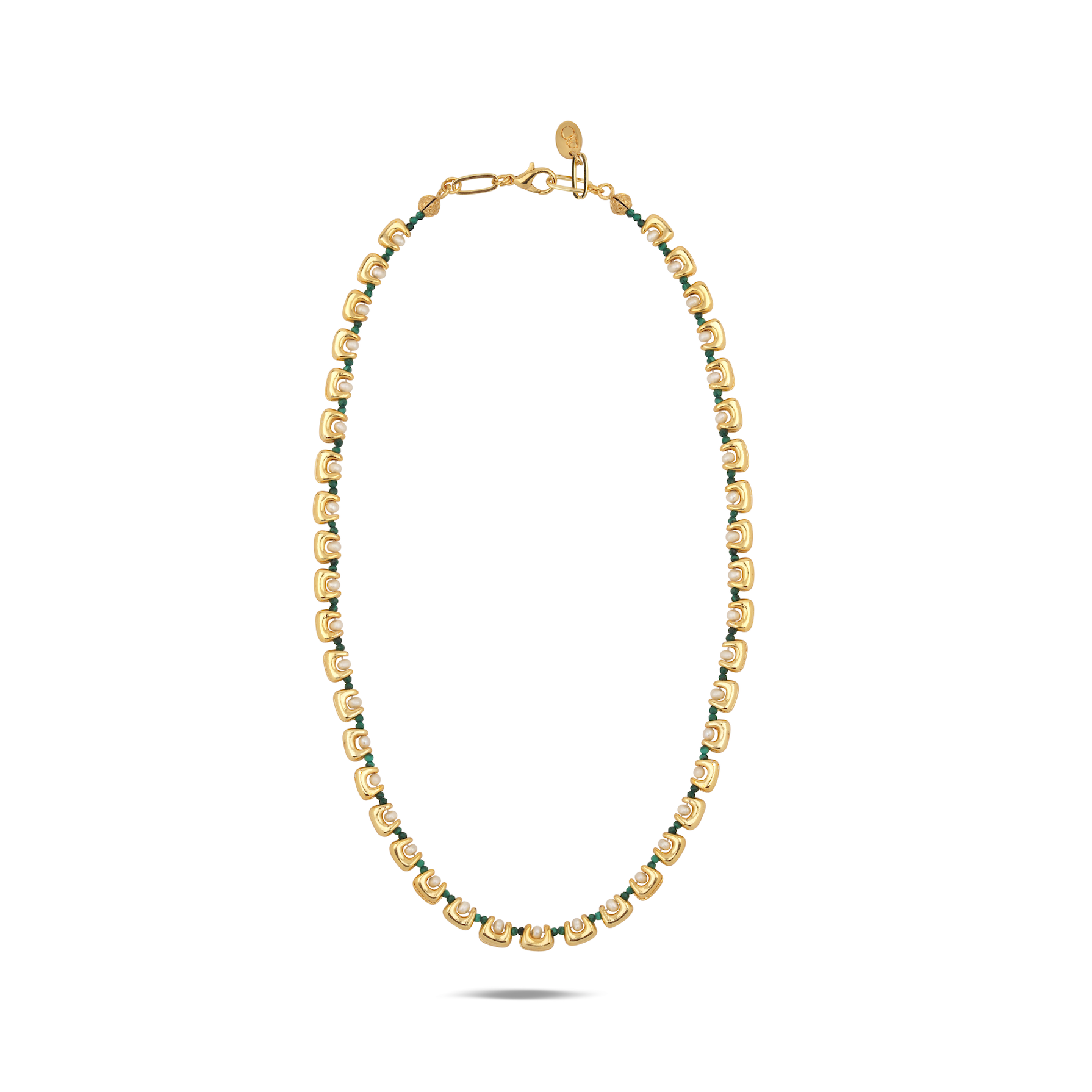 Golden Wave Malachite Pearl Necklace
