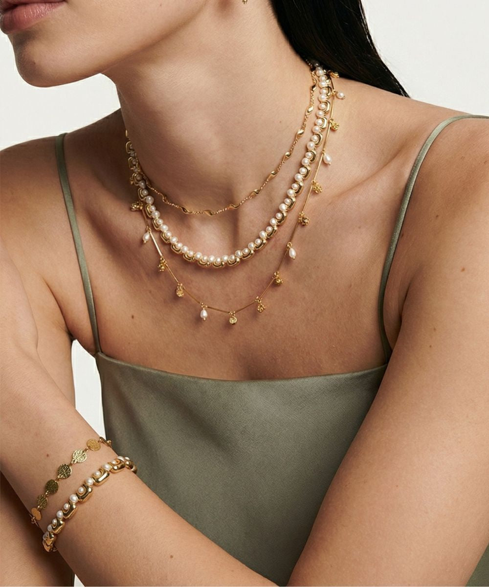 Golden Wave Pearl Bracelet