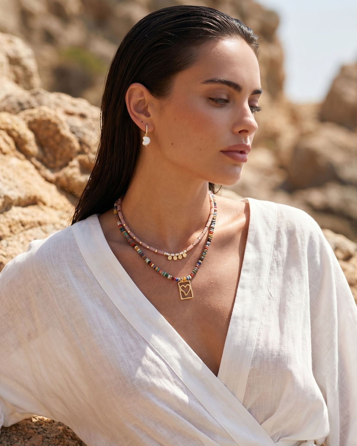 Rainbow Love Natural Stone Necklace