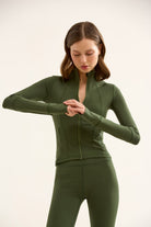 Birdiejay-Birdiesmooth Icon Mode Cropped Pilates Jacket Koyu Zeyti̇n Yeşi̇li̇ Crop Pilates Ceketi-Ceketler-2-milagron.live