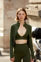 Birdiejay-Birdiesmooth Icon Mode Cropped Pilates Jacket Koyu Zeyti̇n Yeşi̇li̇ Crop Pilates Ceketi-Ceketler-4-milagron.live