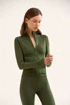 Birdiejay-Birdiesmooth Icon Mode Cropped Pilates Jacket Koyu Zeyti̇n Yeşi̇li̇ Crop Pilates Ceketi-Ceketler-5-milagron.live