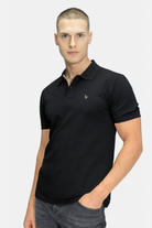 Blinky London-Erkek Merserize Siyah Plaket Şeritli Polo Yaka Pike T-shirt-T-Shirts-1-milagron.live