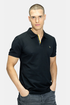 Blinky London-Erkek Merserize Siyah Plaket Şeritli Polo Yaka Pike T-shirt-T-Shirts-2-milagron.live