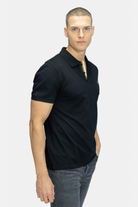 Blinky London-Erkek Merserize Siyah Plaket Şeritli Polo Yaka Pike T-shirt-T-Shirts-3-milagron.live