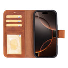 Aurel Magna Mocca Sand Deri Iphone 16 Pro (6.3") Wallet Case – Rfid Korumalı & Magsafe Uyumlu