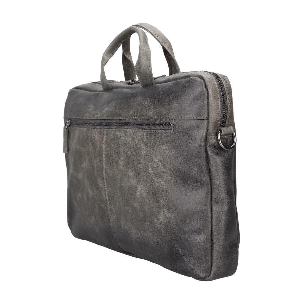 Bloominbag-Bloom Urban Shield 14" Gri Deri Laptop / Macbook çantası-4-milagron.live