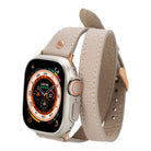 Bloomband Gold Tokalı Double Tour Sandy Brown Deri Apple Watch Kayışı - 44/45/46/49Mm