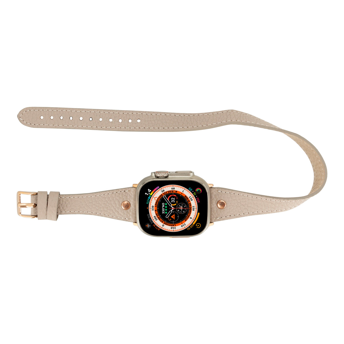Bloomband Gold Tokalı Double Tour Sandy Brown Deri Apple Watch Kayışı - 44/45/46/49Mm
