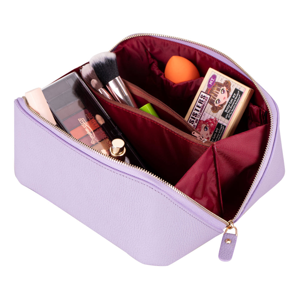 Ella Lilac Dusk Bloom Deri Seyahat Ve Makyaj Çantası