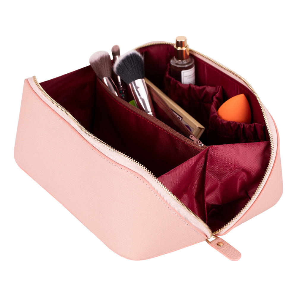Ella Terra Dusty Rose Deri Seyahat Ve Makyaj Çantası