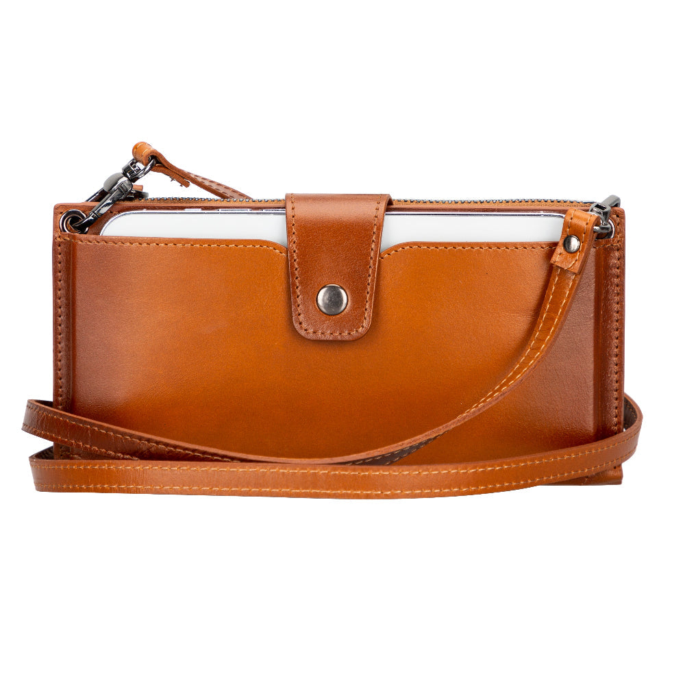 Bloominbag-Lozan Strap Cognac Tan Gerçek Deri çapraz Askılı Cüzdan çanta-2-milagron.live