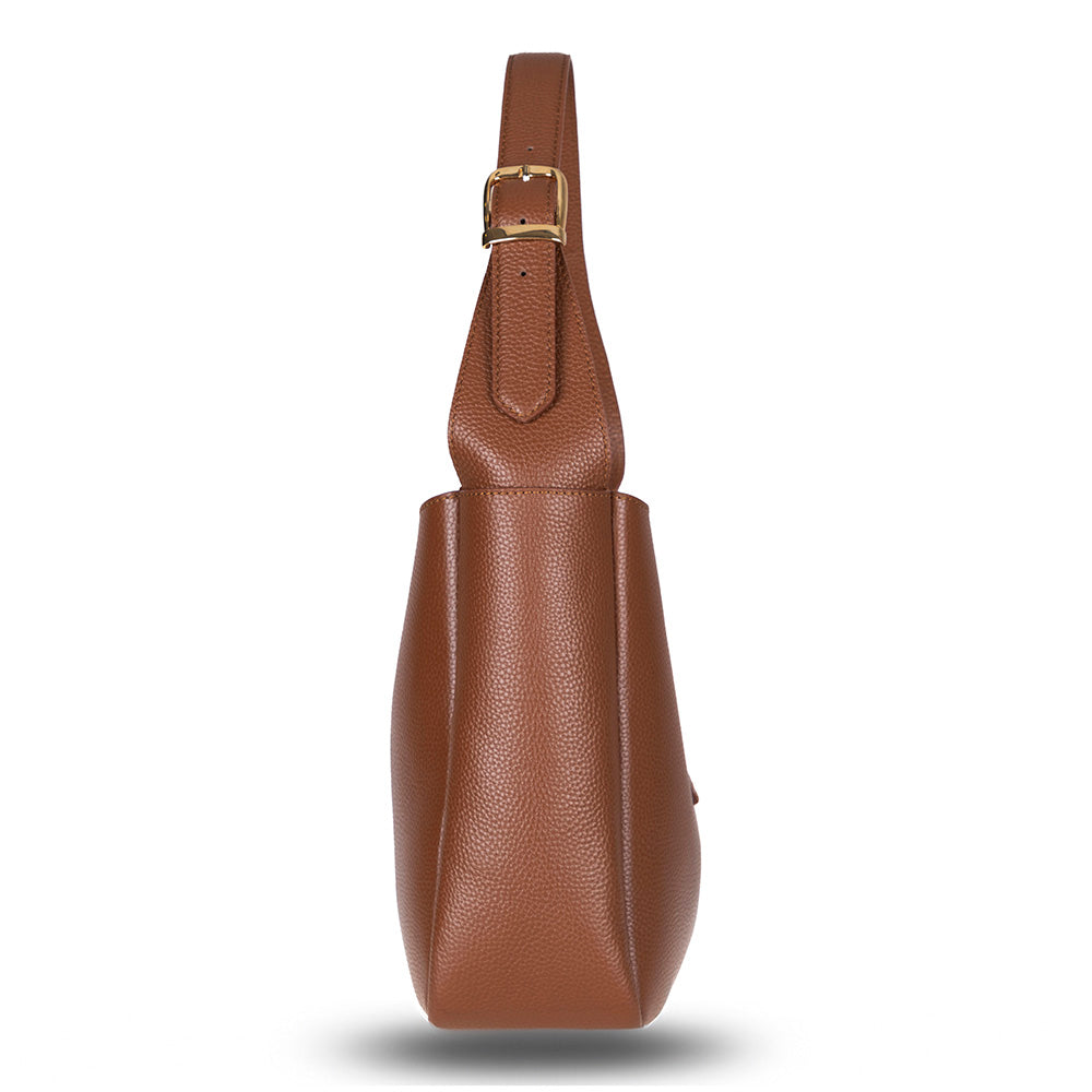 Bloominbag-Ravello Cimbrone Camel Tan Leather Shoulder Bag / Deri Omuz Çantası-4-milagron.live
