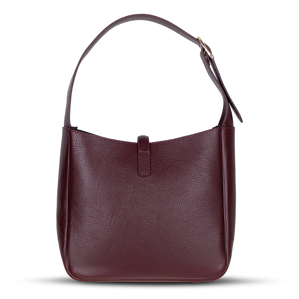 Bloominbag-Ravello Cimbrone Merlot Burgundy Leather Shoulder Bag / Deri Omuz Çantası-2-milagron.live